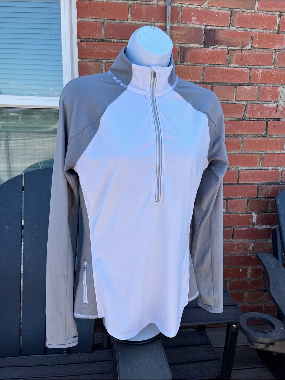 Athleta Light Gray Athletic Pullover Half-Zip